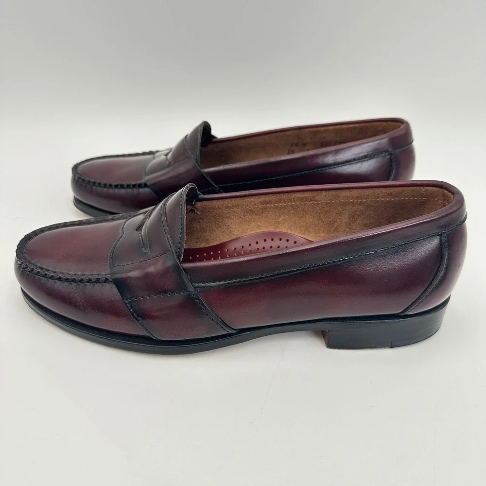 Cole Haan Penny Loafers Mens 7.5 D Burgundy Leather Handsewn Made in USA 1166